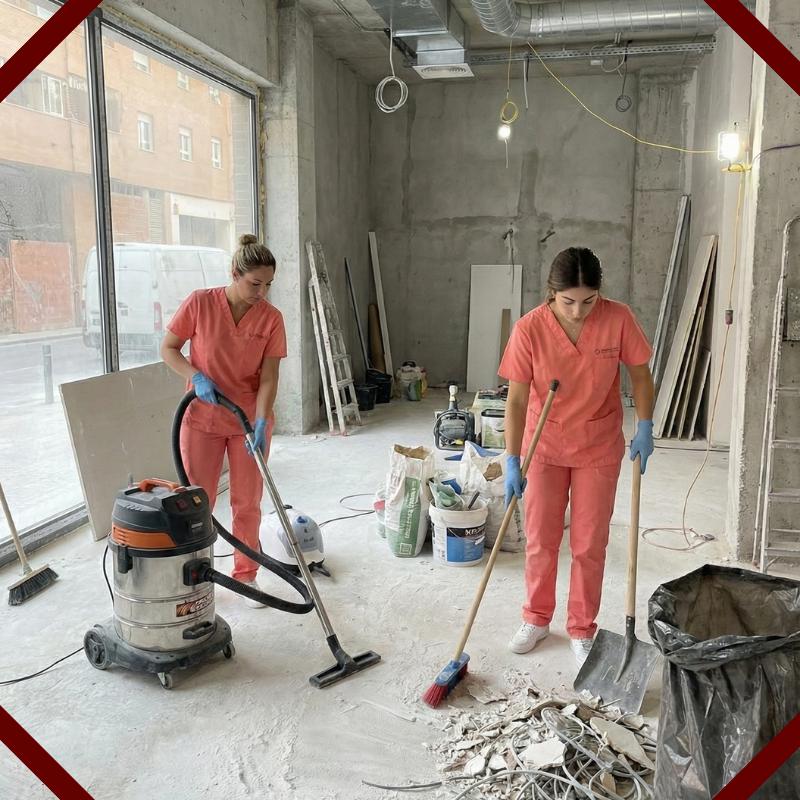 Trabajadoras de limpieza haciendo un servicio de final de obra